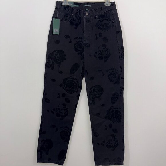 Wild Fable Women's High Rise EasyRigid Straight Jeans Black Wash Floral Size 8 - Picture 1 of 8